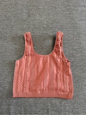 Freshwear  tight stretchy brown Knit Cable Crop Tank size M/L  EUC trending